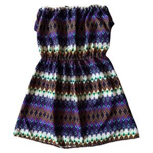 SPEED CONTROL New York Multicolor Printed Tube Mini Dress, Large